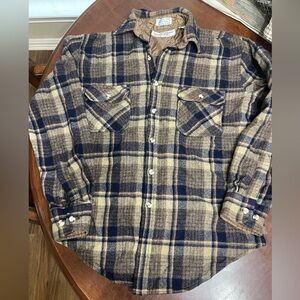 Vintage Squaw Valley Flannel Shacket Mens S Wool Plaid Shirt Light Jacket Korean